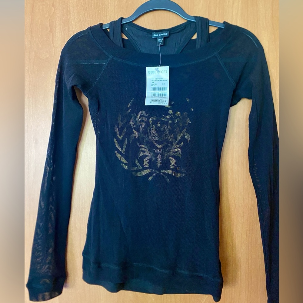 2 piece Bebe Sport Black and Gold Top